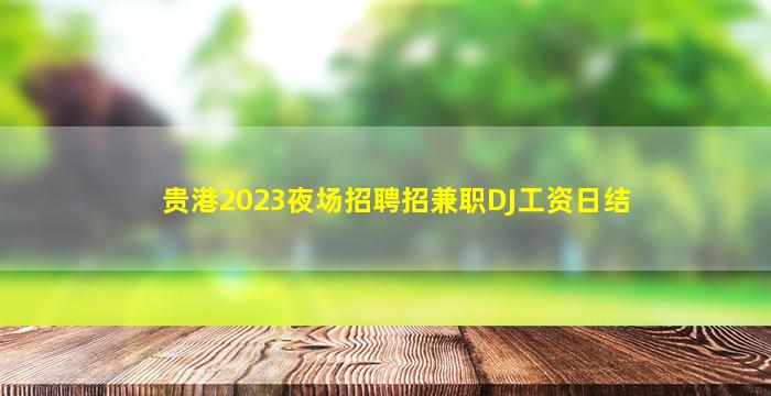 贵港2023夜场招聘招兼职DJ工资日结